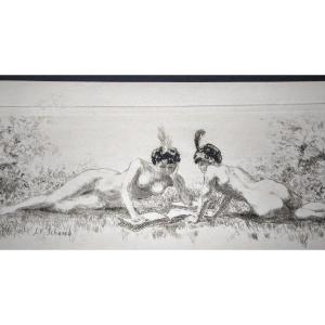  - Jf Schnerb - Etching For "the Hundred Bibliophiles" - 1910 -