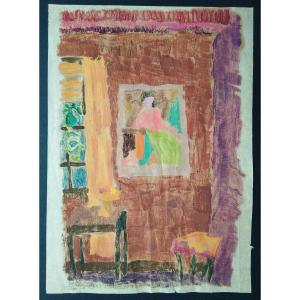 - Painting / Gouache By Carole Kitzmiller - 20th - Usa Artist -