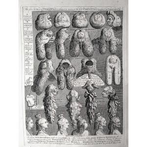 - W. Hoggart - Engraving - The Five Orders Of Perriwigs / Les 5 Perrugues 1761 -
