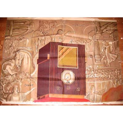 - Old Advertising Poster For Pathe - Very Large Format -