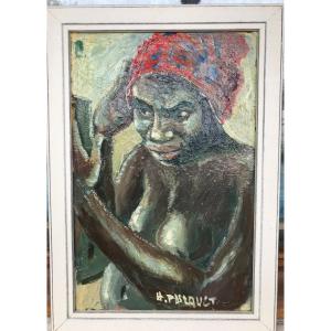 Africanist Oil On Wood By Henri Pascault Basque Painter From Ciboure - Travel Africa