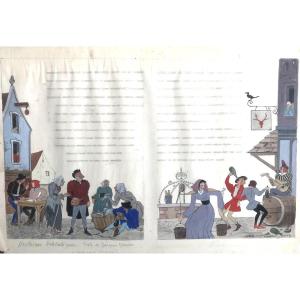 Model For The Gouache Edition Of Raoul Serres (1881/1971) For Histoire Drolatiques