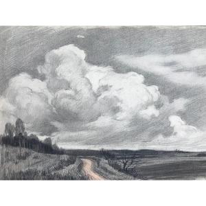 Drawing Graphite Pastel Raoul Serres Landscape 1881/1971