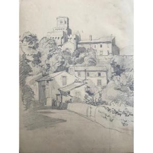 Drawing Raoul Serres 1881/1971 Basque Village Royal Center French
