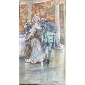 Elegant Pastels By Paco Perico Ribera (1867/1949) Famous In The Basque Country