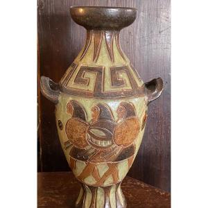 Large Antique Vase Gres Dubois Bouffioulx Belgian Artisan Pottery Neo Greek Decor