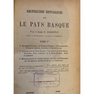Historical Research On The Basque Country Abbé Haristoy 1893 2 Volumes Bayonne