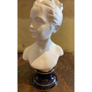 Tharaud Limoges Biscuit Bust, Louise Brongniart Houdon, 20th Century
