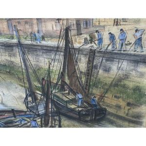 Port Basque Country Bilbao Bilbo Pastel Basque Fishermen Henri Pinquenet