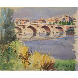 Toulouse Le Pont Neuf 1940/50 By William Biehn (basque Painter And Orientalist St Jean De Luz)