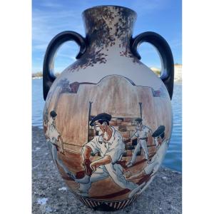 Cantaron 38 Cm Chistera Basque Pelota Ciboure Pottery Rf Le Coronne Fandango Dancers 