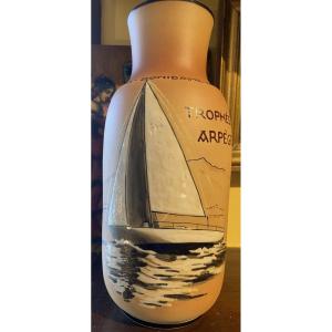Ciboure Pottery Vase Arpege Larraldenia Cup Trophy 1991 Basque Yacht Club Angelu Donosti