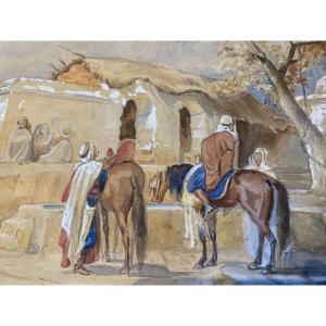 Orientalist Gouache, Morocco, Algeria20th Century, Attributed To Henri Godbarge, Basque