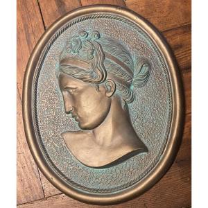 Metallic Plaster/bas-relief Art Deco Neo-classical 1920s/30s Head Of A Woman 41x33