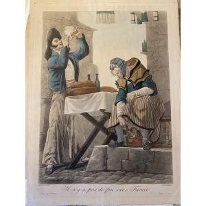 Early 19th-century Engraving By Dubeaucourt/vernet, 'there's No Smoke Without Fire' /bance