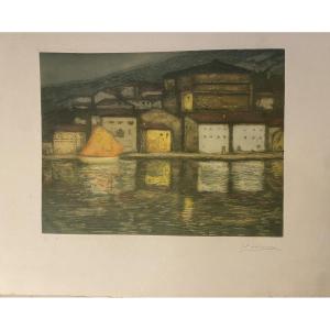 Engraving Pierre Labrouche Painter Of Ciboure Basque Country "spanish Village" Hego Euskal Herria 