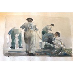 Basque Fishermen In The Port Of Saint Jean De Luz V. Monluc Arrantzaleak