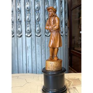 Monoxyle Boxwood Sculpture Depicting A Breton.