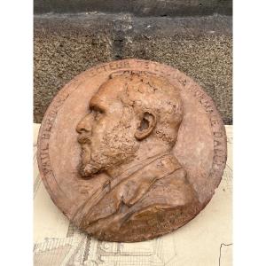 Terracotta Medallion By L .fourquet.