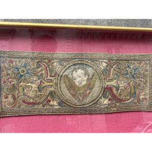 Embroidery Depicting A Cherub's Head.