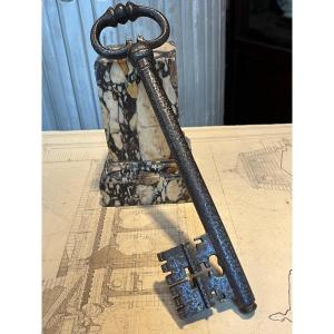 Large Wrought Iron Key From The Late 17th Century.