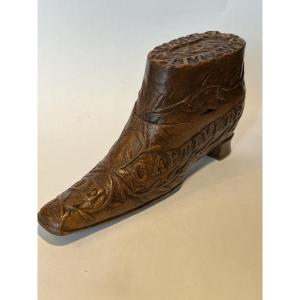 Carved Wooden Snuffbox Dated 1871.