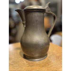 Pewter Wine Pitcher. Lille, 19th Century.