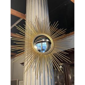 Witch’s Mirror In Gilded Métal Convex Glass 