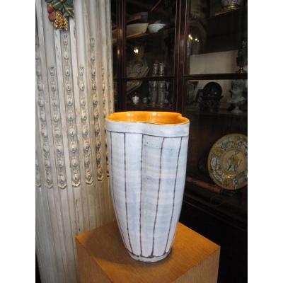 Ceramic Vase Signed Under The Robert Dupanier Heel.