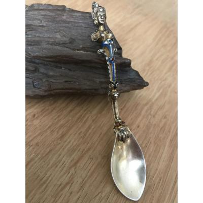 Austrian Work Enameled Silver Spoon.