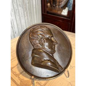 Bronze Medallion Depicting A Man's Profile