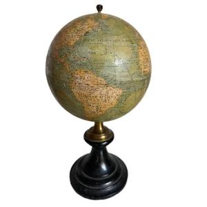 Beautiful Miniature Terrestrial Globe Signed Bertaux C 1870