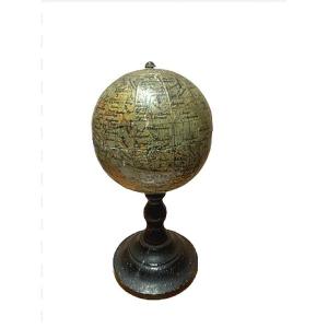 Miniature Terrestrial Globe, 6 Cm In Diameter, By Jules Lebegue, Paris, C. 1880