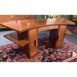 Art Deco Desk In Rio Rosewood, Semicircular Shape – Circa 1930