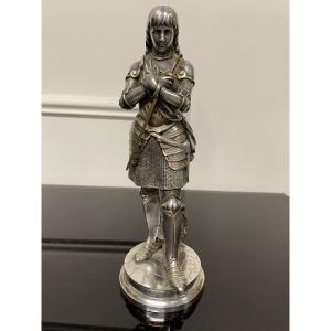 Eutrope Bouret (1833-1906) - Joan Of Arc In Silver Bronze Armor