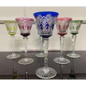 Saint Louis - Musset Model 6 Roemers Rhine Wine Glasses Crystal Color