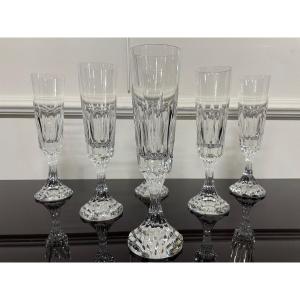 Baccarat - Assas Model 6 Crystal Champagne Flutes H: 21 Cm