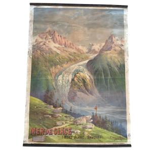Hugo d'Alesi - Mont Blanc Sea Of Ice Canvas Travel Poster Circa 1890