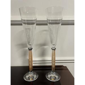 Salviati - Set Of Two Murano Glass Champagne Flutes