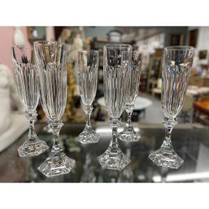 6 Chambord Model Champagne Flutes In Saint Louis Crystal