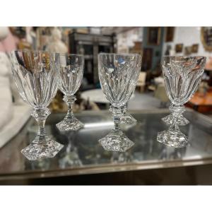 6 Chambord Pattern Water Glasses In Saint Louis Crystal, 18 Cm High