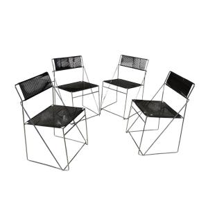 Suite Of 4 Vintage Black 'x-line' Chairs By Niels Jørgen Haugesen For Magis Circa 1980
