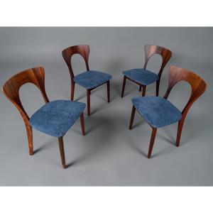 Suite Of 4 Chairs In Rio Rosewood By Niels Koefoeds Circa 1960