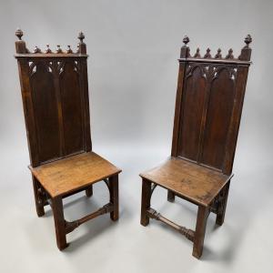 Pair Of Late 19th Century Neo-gothic Oak Chairs