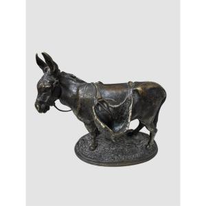 Bronze Sculpture Signed Auguste Nicolas Cain "african Donkey"