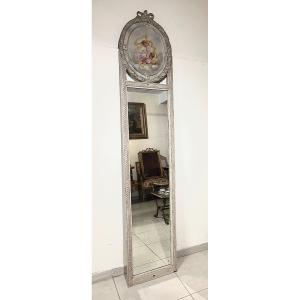 Trumeau Mirror Woodwork Medallion With Cherubs Decor From Louis XVI Style (grey)