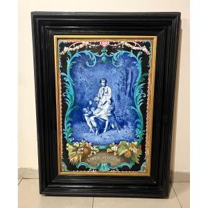 Large Framed Earthenware Painting, Napoleon III
