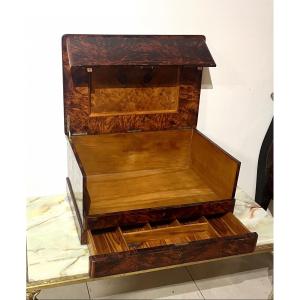 Very Large Mahogany Veneer And Burl Mahogany Box 19th Century