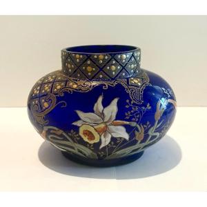 Art Nouveau Enameled Glass Vase