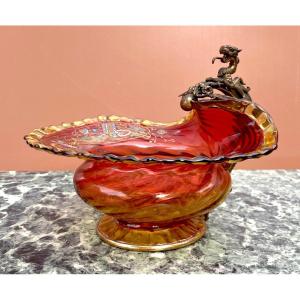 Enameled Bowl With Bronze  Dragon